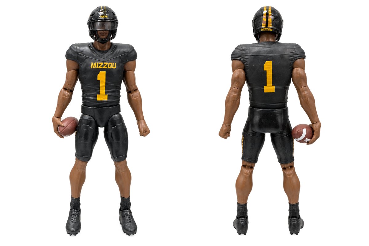 Missouri Tigers #1 Walk-On Player Dark Skin Tone | 6-Inch Licensed College Football Action Figure