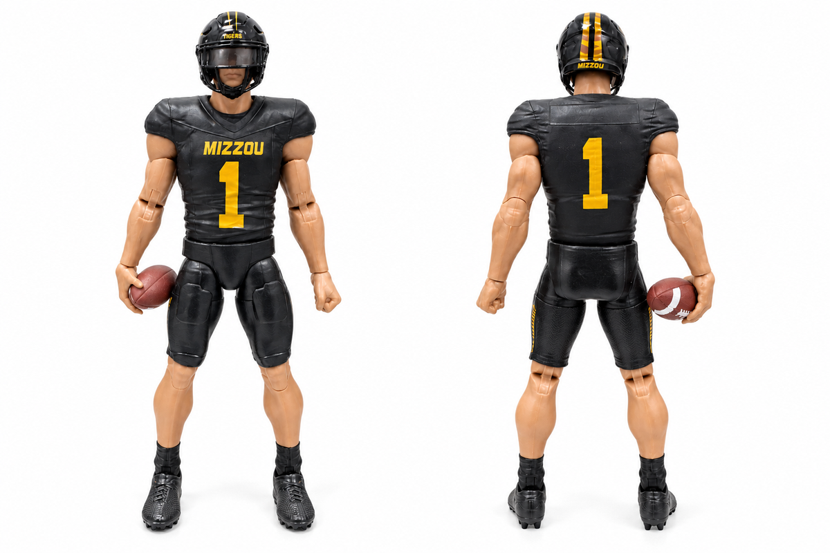 Missouri Tigers #1 Walk-On Player Light Skin Tone | 6-Inch Licensed College Football Action Figure