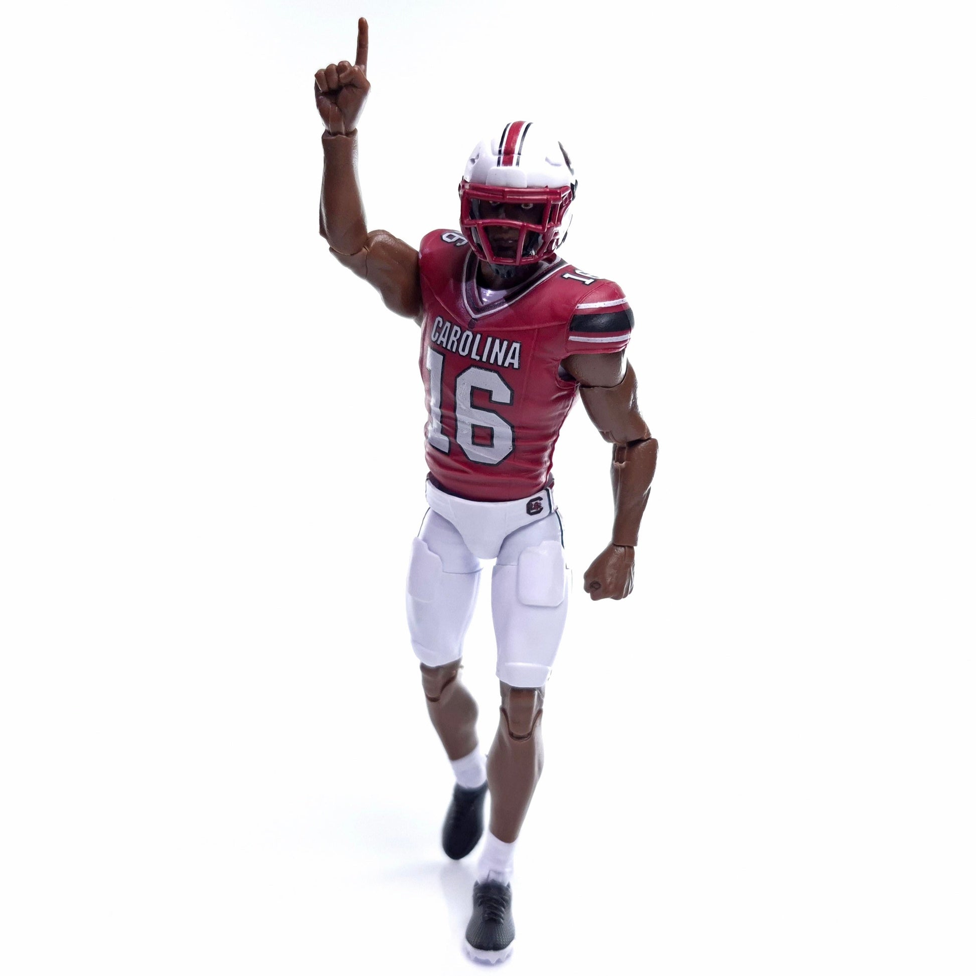 Collegiate Legends LaNorris Sellers #16 action figure in South Carolina Gamecocks uniform with pointing finger pose